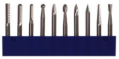 M.A. Ford - 10 Piece, 1/8" Shank Burr Set - Tungsten Carbide, Multiple Head Shape - Top Tool & Supply