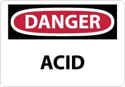 NMC - "Danger - Acid", 7" Long x 10" Wide, Pressure-Sensitive Vinyl Safety Sign - Rectangle, 0.004" Thick, Use for Hazardous Materials - Top Tool & Supply