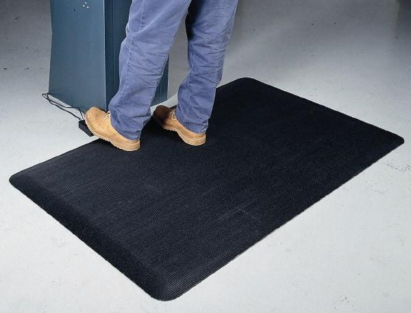 Wearwell - 3' Long x 2' Wide, Dry Environment, Anti-Fatigue Modular Matting System - Black with Yellow Borders, Vinyl with Vinyl Sponge Base, Beveled on 4 Sides - Top Tool & Supply