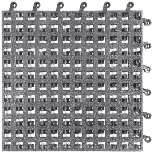 Wearwell - 18" Long x 18" Wide x 7/8" Thick, Anti-Fatigue Modular Matting Solid Grid - Male & Female, 4 Interlocking Sides, Black, For Dry Areas, Series 563 - Top Tool & Supply