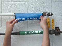 NMC - Pipe Marker with Nitrogen Legend and Arrow Graphic - 1-1/8 to 2-3/8" Pipe Outside Diam, White on Green - Top Tool & Supply