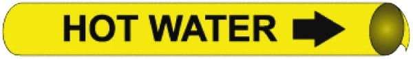 NMC - Pipe Marker with Hot Water Legend and Arrow Graphic - 10 to 10" Pipe Outside Diam, Black on Yellow - Top Tool & Supply