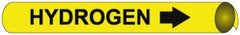 NMC - Pipe Marker with Hydrogen Legend and Arrow Graphic - 4-5/8 to 5-7/8" Pipe Outside Diam, Black on Yellow - Top Tool & Supply