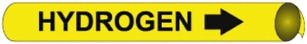 NMC - Pipe Marker with Hydrogen Legend and Arrow Graphic - 10 to 10" Pipe Outside Diam, Black on Yellow - Top Tool & Supply