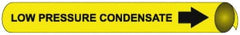 NMC - Pipe Marker with Low Pressure Condensate Legend and Arrow Graphic - 10 to 10" Pipe Outside Diam, Black on Yellow - Top Tool & Supply