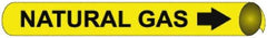 NMC - Pipe Marker with Natural Gas Legend and Arrow Graphic - 8 to 10" Pipe Outside Diam, Black on Yellow - Top Tool & Supply