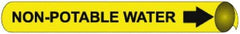 NMC - Pipe Marker with Non-Potable Water Legend and Arrow Graphic - 8 to 10" Pipe Outside Diam, Black on Yellow - Top Tool & Supply