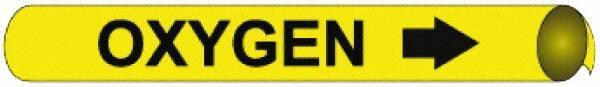 NMC - Pipe Marker with Oxygen Legend and Arrow Graphic - 10 to 10" Pipe Outside Diam, Black on Yellow - Top Tool & Supply