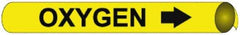 NMC - Pipe Marker with Oxygen Legend and Arrow Graphic - 3-3/8 to 4-1/2" Pipe Outside Diam, Black on Yellow - Top Tool & Supply