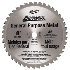 Milwaukee Tool - 8" Diam, 42 Tooth Wet & Dry Cut Saw Blade - Carbide-Tipped, Standard Round Arbor - Top Tool & Supply