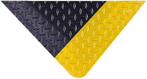 Wearwell - 75' Long x 4' Wide, Dry Environment, Anti-Fatigue Matting - Black with Yellow Borders, Vinyl with Nitrile Blend Base, Beveled on 4 Sides - Top Tool & Supply