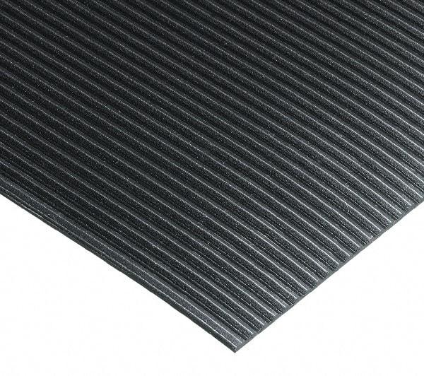 Wearwell - 75 Ft. Long x 2 Ft. Wide x 1/4 Inch Thick, Vinyl, Ribbed Surface Switchboard Matting - 30,000 V Max Dielectric Strength, 17,000 V Max Recommended Use, Black - Top Tool & Supply