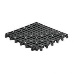 Wearwell - 18" Long x 18" Wide x 7/8" Thick, Anti-Fatigue Modular Matting Open Grid - Male & Female, 4 Interlocking Sides, Black, For Dry & Wet Areas, Series 560 - Top Tool & Supply