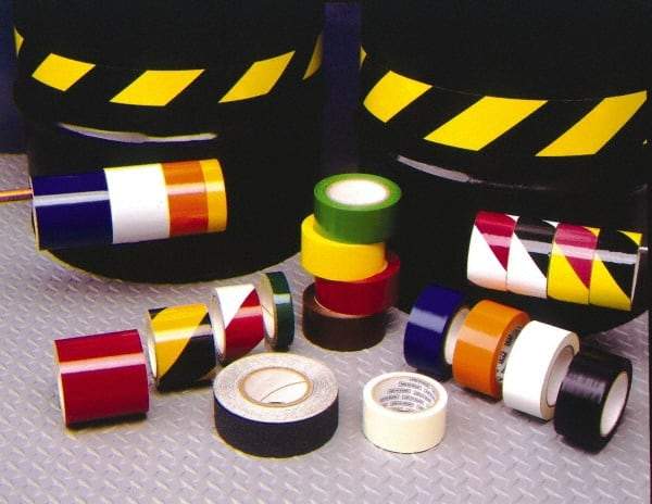 NMC - Magenta & Yellow Striped Vinyl Tape - 2" Wide x 54' Long x 0.002" Thick, General Traffic - Top Tool & Supply