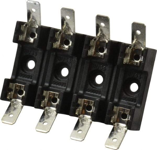 Cooper Bussmann - 4 Pole, 300 VAC/VDC, 30 Amp, Bolt-in Fuse Block - 1/4 Inch Diameter x 1-1/4 Inch Fuse Length, 2 Inch Long x 2-3/8 Inch Wide x 14.3mm High Block, 266°F - Top Tool & Supply