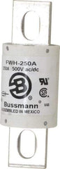 Cooper Bussmann - 500 VAC/VDC, 250 Amp, Fast-Acting Semiconductor/High Speed Fuse - Bolt-on Mount, 4-11/32" OAL, 200 (RMS Symmetrical), 50 at DC kA Rating, 1-1/2" Diam - Top Tool & Supply