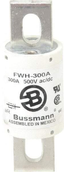 Cooper Bussmann - 500 VAC/VDC, 300 Amp, Fast-Acting Semiconductor/High Speed Fuse - Bolt-on Mount, 4-11/32" OAL, 200 (RMS Symmetrical), 50 at DC kA Rating, 1-1/2" Diam - Top Tool & Supply