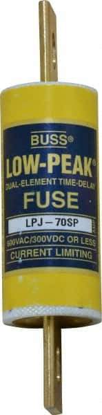 Cooper Bussmann - 300 VDC, 600 VAC, 70 Amp, Time Delay General Purpose Fuse - Bolt-on Mount, 4-5/8" OAL, 100 at DC, 300 at AC (RMS) kA Rating, 1-1/8" Diam - Top Tool & Supply