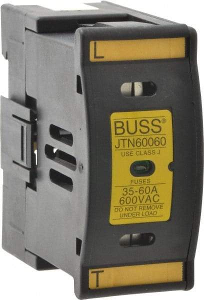 Cooper Bussmann - 1 Pole, 600 VAC/VDC, 60 Amp, DIN Rail Mount Fuse Holder - Compatible with J Class, 1.52 Inch Wide Fuse - Top Tool & Supply