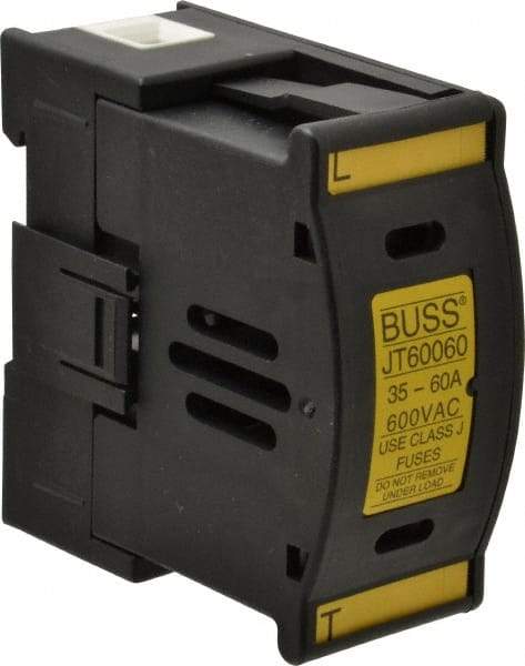 Cooper Bussmann - 1 Pole, 600 VAC/VDC, 60 Amp, DIN Rail Mount Fuse Holder - Compatible with J Class, 1.52 Inch Wide Fuse - Top Tool & Supply