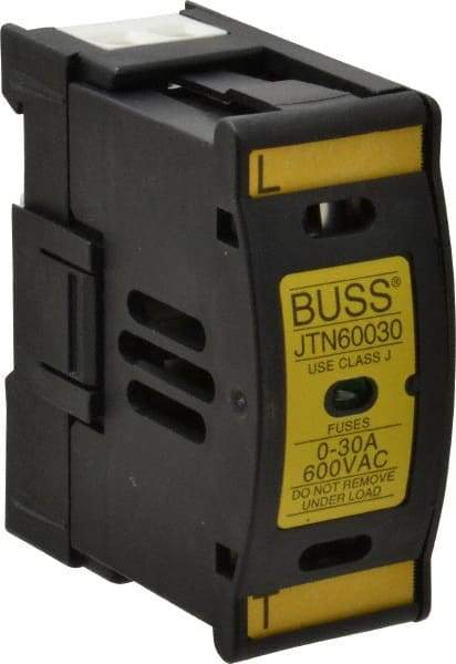 Cooper Bussmann - 1 Pole, 600 VAC/VDC, 30 Amp, DIN Rail Mount Fuse Holder - Compatible with J Class, 1.23 Inch Wide Fuse - Top Tool & Supply