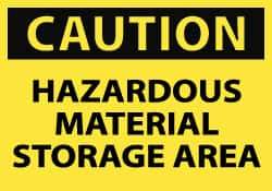 NMC - "Caution - Hazardous Material Storage Area", 7" Long x 10" Wide, Rigid Plastic Safety Sign - Rectangle, 0.05" Thick, Use for Hazardous Materials - Top Tool & Supply