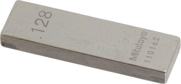 Mitutoyo - 0.128" Rectangular Steel Gage Block - Accuracy Grade 0, Includes Certificate of Inspection - Top Tool & Supply