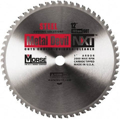 M.K. MORSE - 12" Diam, 1" Arbor Hole Diam, 60 Tooth Wet & Dry Cut Saw Blade - Steel, Standard Round Arbor - Top Tool & Supply