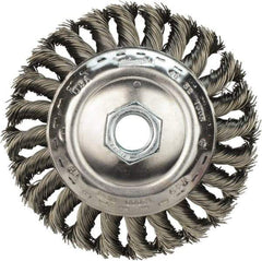 Milwaukee Tool - 4" OD, 5/8" Arbor Hole, Knotted Stainless Steel Wheel Brush - 3/8" Face Width, 3/4" Trim Length, 0.023" Filament Diam, 12,000 RPM - Top Tool & Supply