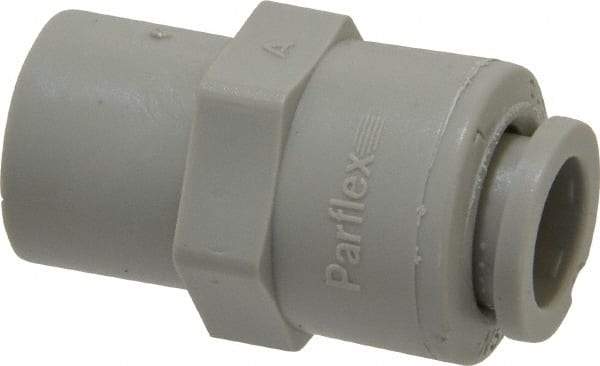 Parker - 3/8" Outside Diam, 1/4 NPTF, Acetal Push-to-Connect Tube Female Connector - 300 Max psi, Tan - Top Tool & Supply