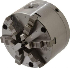 Buck Chuck Company - 6 Jaws, 4" Diam, Self Centering Manual Lathe Chuck - Front Mount, Adjustable, 4,725 Max RPM, 1.04" Through Hole Diam, Forged Steel - Top Tool & Supply