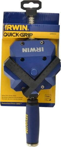 Irwin - Fixed Angle, 2 Axes, 2-3/8" Jaw Height, 3" Max Capacity, Angle & Corner Clamp - 90° Clamping Angle, 3" Throat Depth - Top Tool & Supply