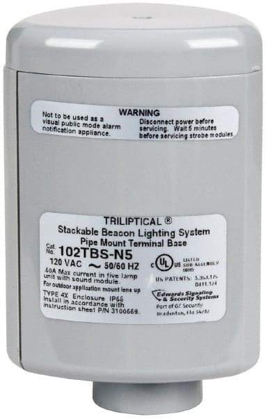 Edwards Signaling - Flashing and Steady, Stackable Tower Light Base Unit - 120 VAC, 0.60 Amp, IP54, IP65 Ingress Rating, 3R, 4X NEMA Rated, Pipe Mount - Top Tool & Supply