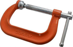 Gibraltar - Regular-Duty 4" Max Opening, 3-1/4" Throat Depth, Forged Steel Standard C-Clamp - 6,200 Lb Capacity, 0" Min Opening, Deep Throat - Top Tool & Supply