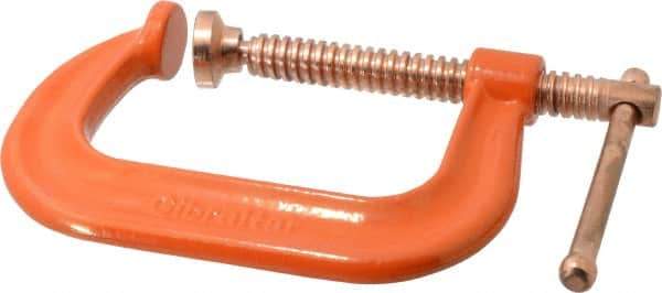 Gibraltar - Regular-Duty 4" Max Opening, 3-1/4" Throat Depth, Forged Steel Standard C-Clamp - 6,200 Lb Capacity, 0" Min Opening, Deep Throat, Copper Plated Screw - Top Tool & Supply