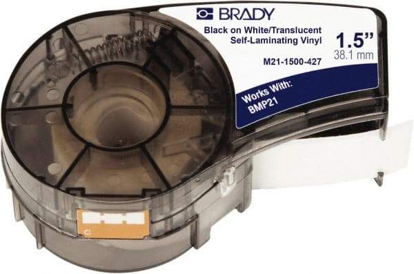 Brady - 1-1/2" Wide, Translucent & White Vinyl Labels - For BMP21 Plus Portable Label Printer, IDPAL Handheld Label Maker - Top Tool & Supply