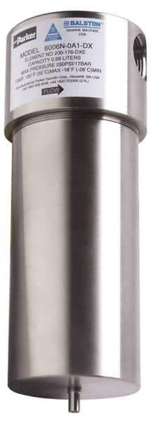 Parker - 1" Port, 12" High x 4" Wide, FRL Filter with Stainless Steel Bowl & Manual Drain - 175 Max psi, 275°F Max - Top Tool & Supply