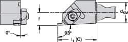 Kennametal - Insert Style NG 2R, 19.99mm Head Length, Right Hand Cut, Internal Modular Threading Cutting Unit Head - System Size KM16, 0.394" Center to Cutting Edge, Series Top Notch - Top Tool & Supply