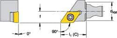 Kennametal - Left Hand Cut, Size KM16, DCMT 11T308 Insert Compatiblity, External Modular Turning & Profiling Cutting Unit Head - 10mm Ctr to Cutting Edge, 20mm Head Length, Through Coolant, Series Micro Screw-On - Top Tool & Supply