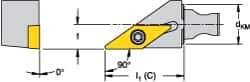 Kennametal - Left Hand Cut, Size KM16, VBMT 160408 Insert Compatiblity, External Modular Turning & Profiling Cutting Unit Head - 10mm Ctr to Cutting Edge, 30mm Head Length, Through Coolant, Series Micro Screw-On - Top Tool & Supply