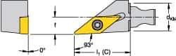 Kennametal - Right Hand Cut, Size KM12, VB.. 1103 Insert Compatiblity, External Modular Turning & Profiling Cutting Unit Head - 8mm Ctr to Cutting Edge, 20mm Head Length, Through Coolant, Series Micro Screw-On - Top Tool & Supply