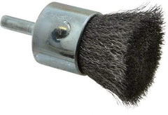 Weiler - 1" Brush Diam, Crimped, End Brush - 1/4" Diam Steel Shank, 22,000 Max RPM - Top Tool & Supply