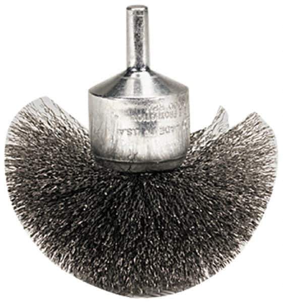Weiler - 2-3/4" Brush Diam, Crimped, Flared End Brush - 1/4" Diam Shank, 16,000 Max RPM - Top Tool & Supply