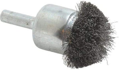 Weiler - 1-1/4" Brush Diam, Crimped, Flared End Brush - 1/4" Diam Shank, 20,000 Max RPM - Top Tool & Supply