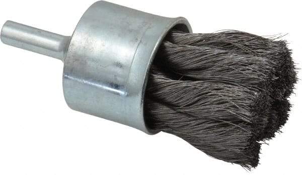 Weiler - 1-1/8" Brush Diam, Knotted, End Brush - 1/4" Diam Shank, 20,000 Max RPM - Top Tool & Supply