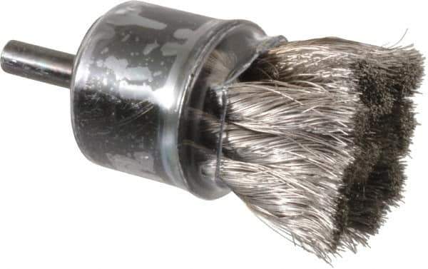 Weiler - 1-1/8" Brush Diam, Knotted, End Brush - 1/4" Diam Shank, 20,000 Max RPM - Top Tool & Supply