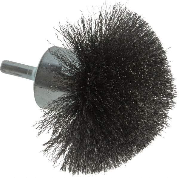Weiler - 3" Brush Diam, Crimped, Flared End Brush - 1/4" Diam Shank, 16,000 Max RPM - Top Tool & Supply