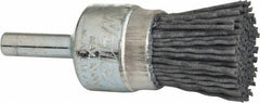 Weiler - 180 Grit, 3/4" Brush Diam, Crimped, End Brush - Very Fine Grade, 1/4" Diam Shank, 10,000 Max RPM - Top Tool & Supply