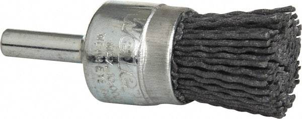 Weiler - 120 Grit, 3/4" Brush Diam, Crimped, End Brush - Fine Grade, 1/4" Diam Shank, 10,000 Max RPM - Top Tool & Supply