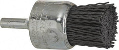 Weiler - 120 Grit, 1" Brush Diam, Crimped, End Brush - Fine Grade, 1/4" Diam Shank, 10,000 Max RPM - Top Tool & Supply